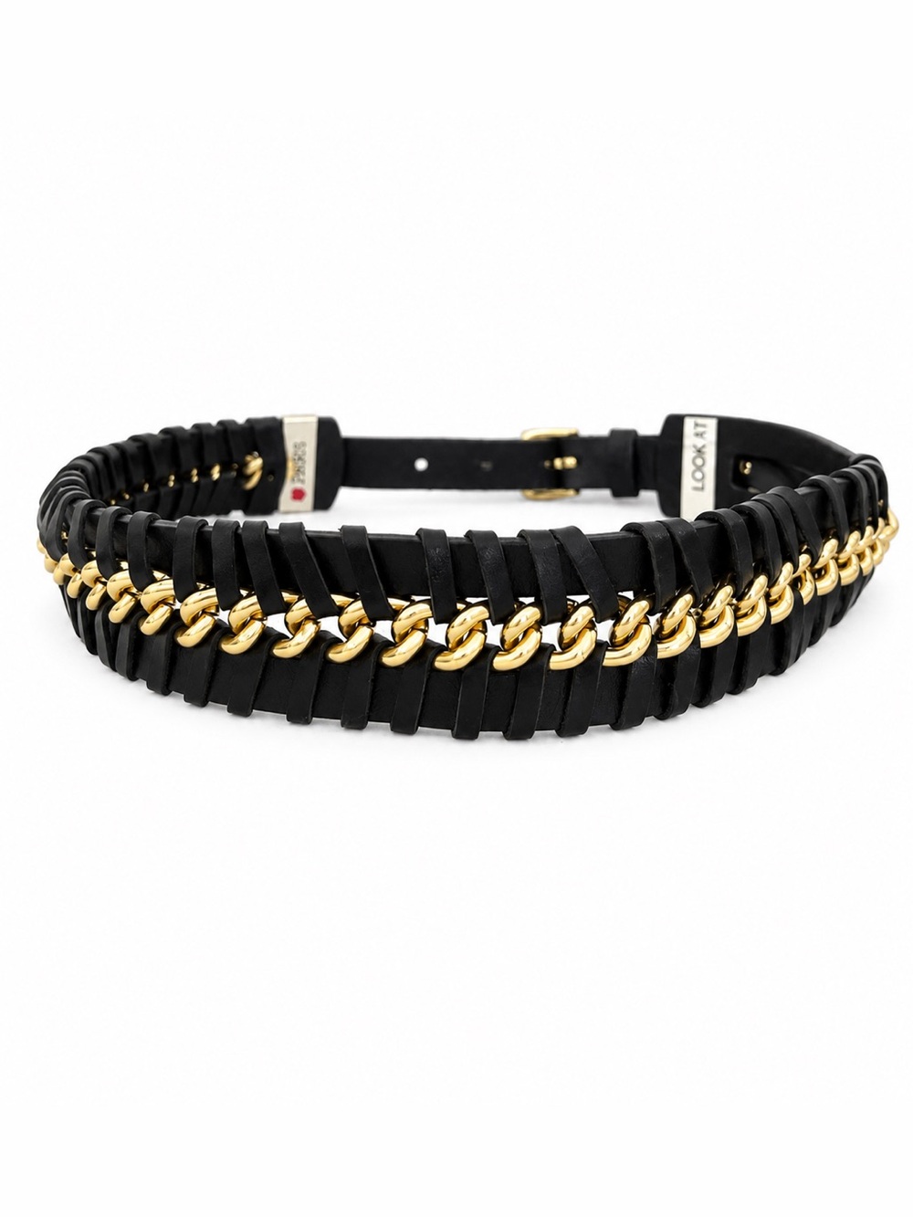Gold Chain & Italian Leather Vintage Belt - Oscar de la Renta Runway Sample XS